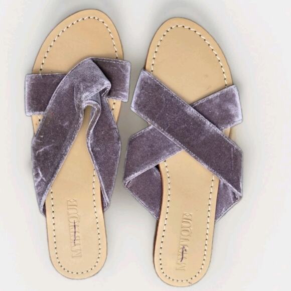 Anthropologie Mystique Velvet Slides Lilac Sandals 10 NEW - Picture 3 of 5